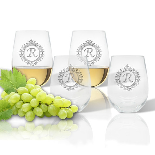 Icon Picker Stemless Wine Tumbler (Set Of 4)(Initial/Monogram Prime Design)