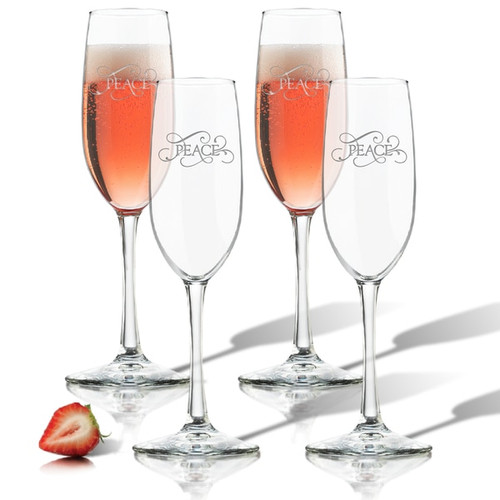 Icon Picker Personalized Champagne Flute Set Of 4 (Glass)(Common Sayings)
