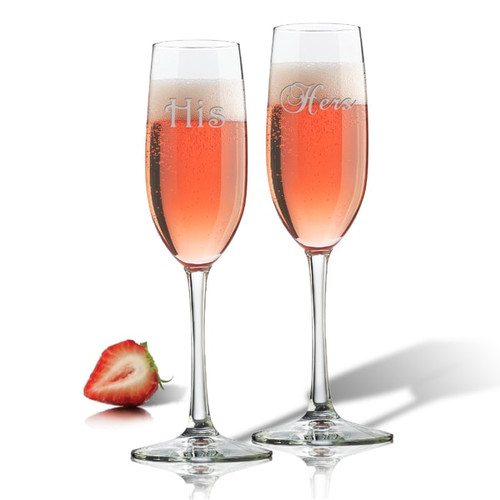 His & Hers Champagne Flute Set Of 2 Bracket (Glass)