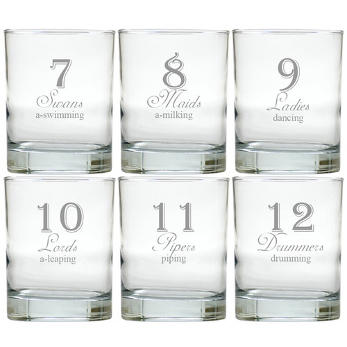 Days Of Christmas 7-12 Old Fashioned - Set Of 6 Glass
