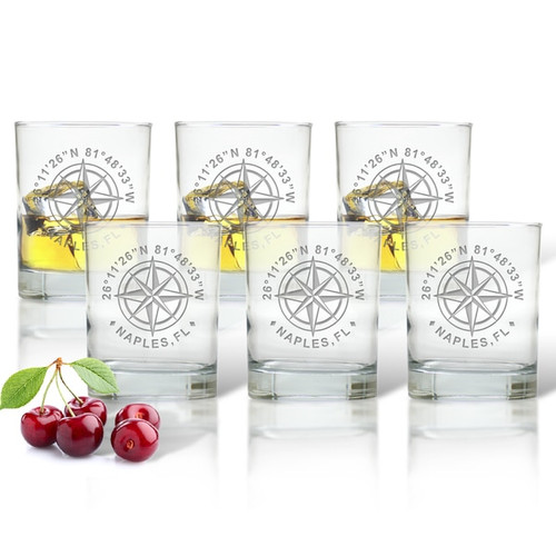 Gps Coordinates, Double Old Fashioned - Set Of 6 Glass
