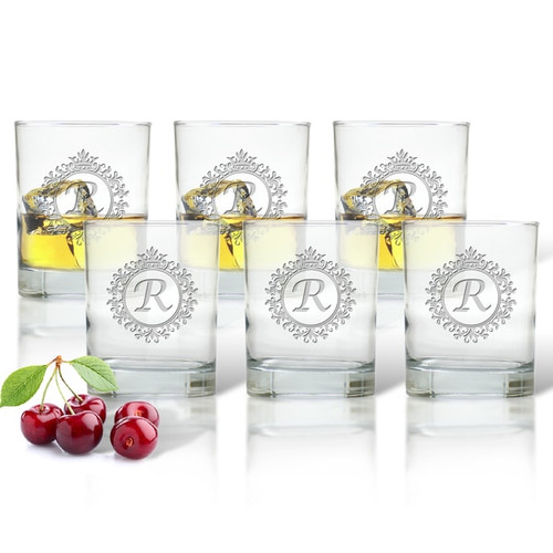 Icon Picker Double Old Fashioned - Set Of 6 Glass(Initial/Monogram Prime Design)