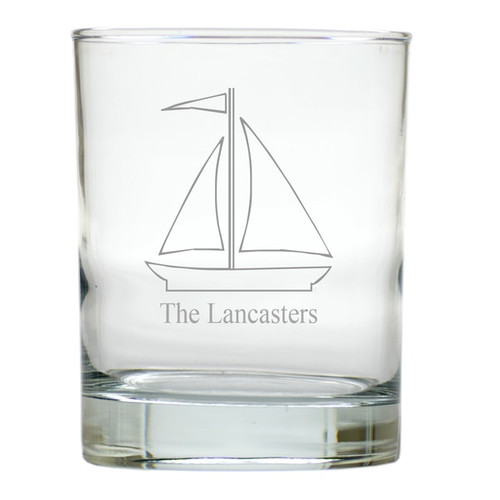 Personalized Sailboat Old Fashioned - Set Of 6 Glass