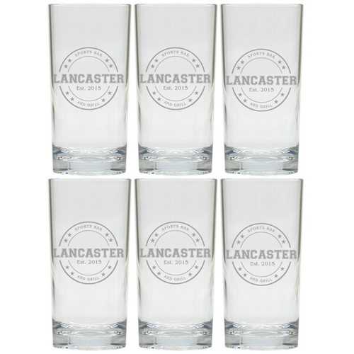 Personalized Cooler: Set Of 6 (Glass): Sports Bar And Grill