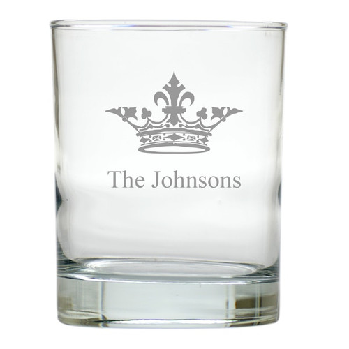 Personalized Crown Old Fashioned - Set Of 6 Glass