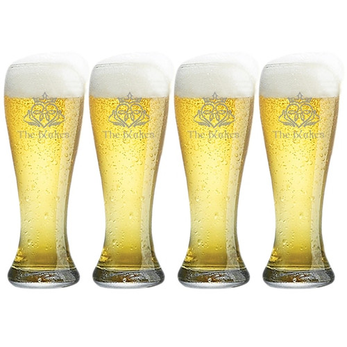 Personalized Pilsner Glass Set Of 4: Claddagh With Celtic Name