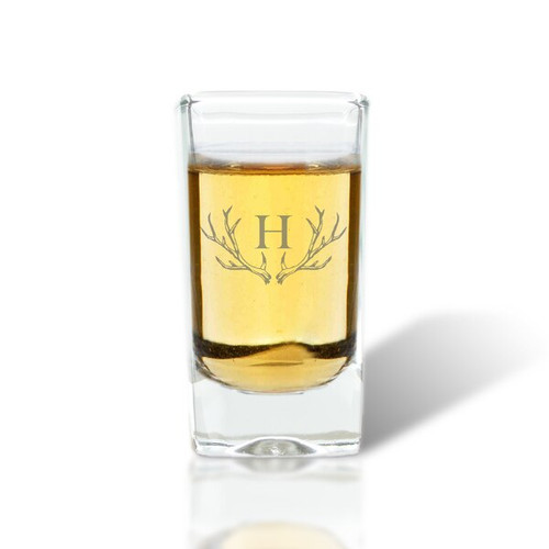 Shot/Dessert Glass Set Of 4 : Antler W/ Initial