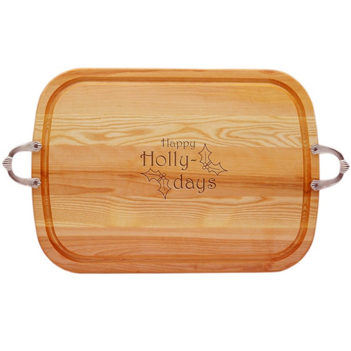 Everyday Collection: Large Serving Tray With Nouveau Handles Happy Holly-Days