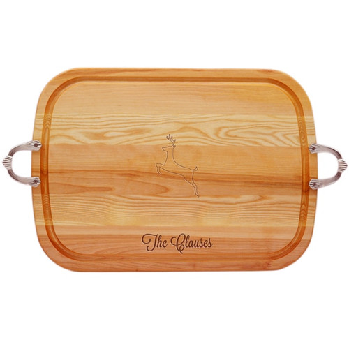 Everyday Collection: Large Serving Tray With Nouveau Handles Personalized Reindeer