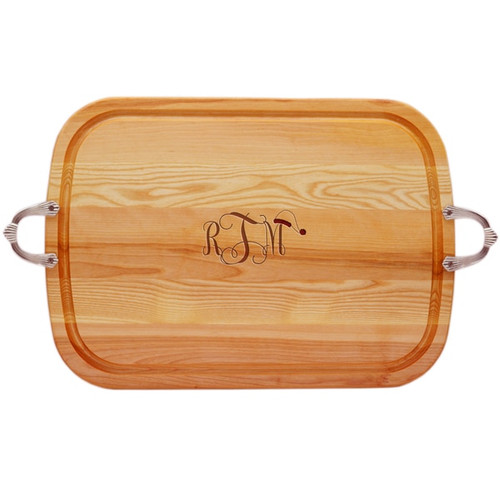 Everyday Collection: Large Serving Tray With Nouveau Handles Santa Hat Monogram