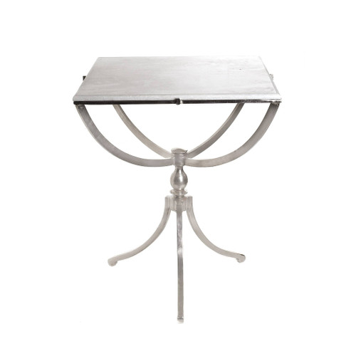 Art Deco Nickel Square Table With Marble Top