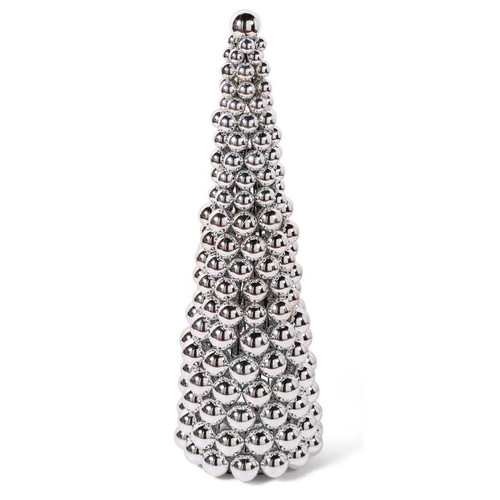 36 Inch Silver Shiny Ornament Cone Tree