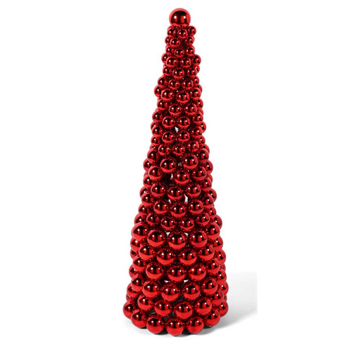 36 Inch Red Shiny Ornament Cone Tree