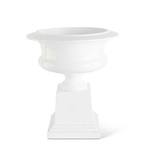 21.5 Inch Glossy White Fiberglass Urn