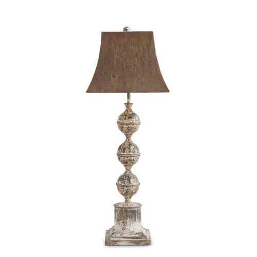 33.5 Inch Rustic Black & Gold Washed Metal Lamp |Square Shade