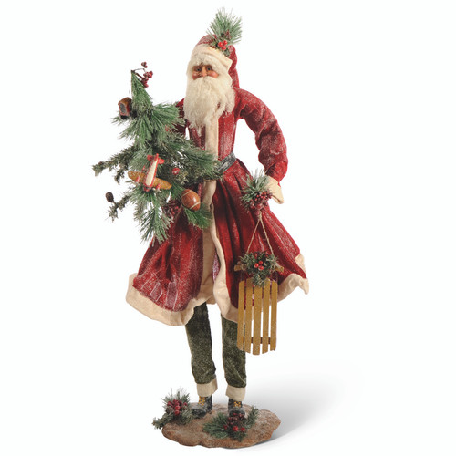 36 Inch Vintage Santa With Tree & Sled