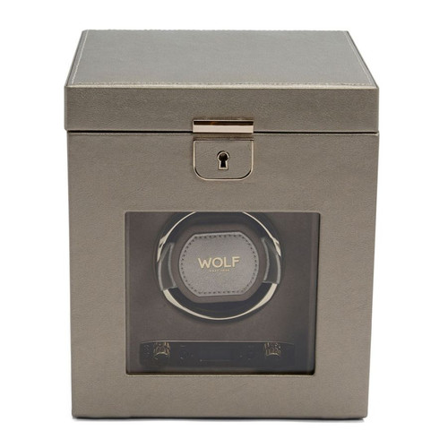 Wolf 1834 - Palermo Single Watch Winder with Jewelry Storage in Pewter (213778)