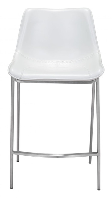 Zuo Modern Magnus Counter Chair White & Silver