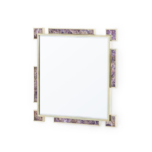 Thalia Mirror, Polished Brass and Amethyst