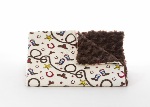 Tourance Little Cowboy Blanket with Rosebud Chocolate