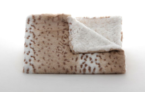 Snow Leopard Baby Blanket with Ivory Rosebud