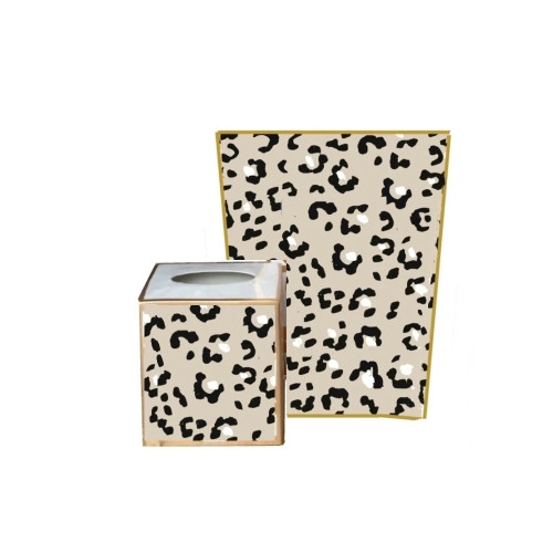Dana Gibson - White Leopard Wastebasket and Tissue Box
