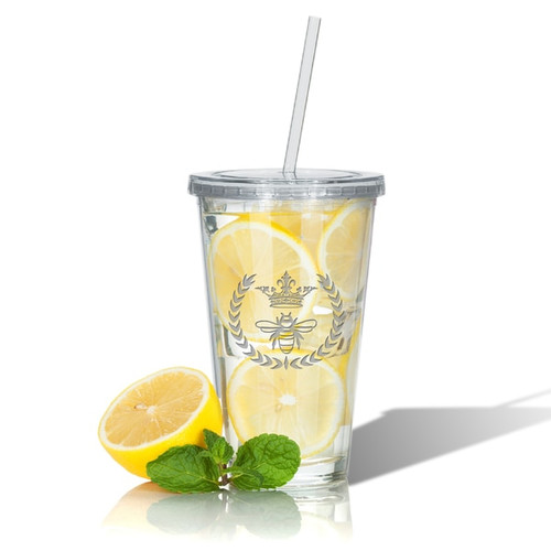 Personalized Double Walled Tumbler With Straw: Queen Bee