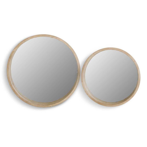 Set Of 2 Round Wood Mirrors