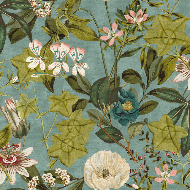 F1304/04.Cac.0 Passiflora in Mineral/Blush By Clarke & Clarke
