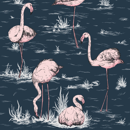 Flamingos - Ink/Plaster Pink By Cole & Son