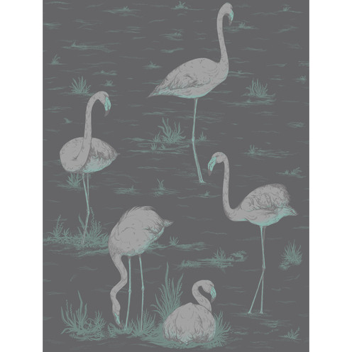 Flamingos - Teal/Slvr/Bk By Cole & Son