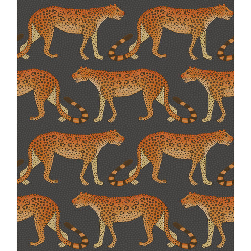 Leopard Walk - Charcoal & Orange By Cole & Son