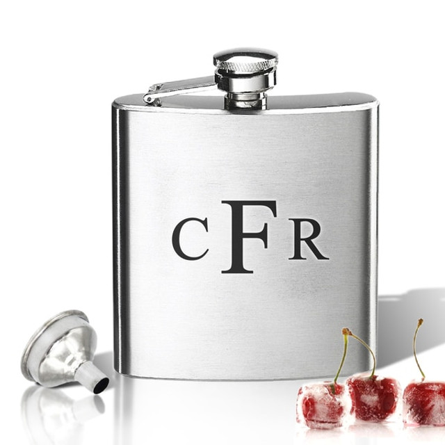 Stainless Steel Hip Flask (8 Oz) Monogram