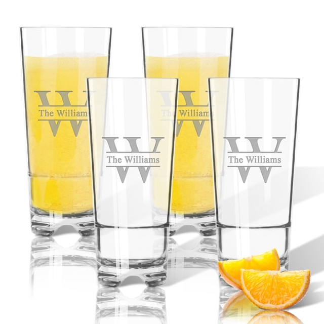 Tritan High Ball Glasses 16 Oz (Set Of 4): Split Letter