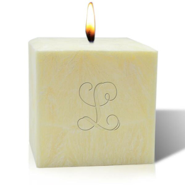 4'' Unscented Palm Wax Candle - Initial