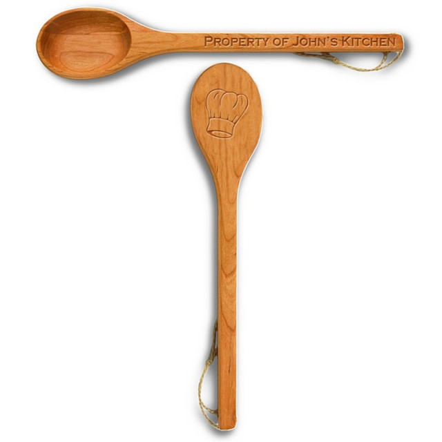 15'' Cherry Wooden Spoon - Personalized With Chef'S Hat And Name