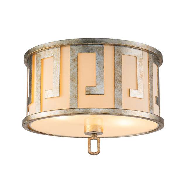 2 Light Lemuria Flush mount Ceiling in Distressed Silver Traditional By Lucas McKearn