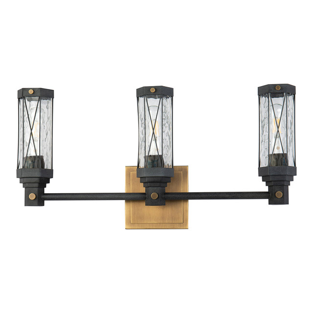 Abbey 3-Light Bath Bar  Weathered Zinc & Antique Brass By Lucas + McKearn