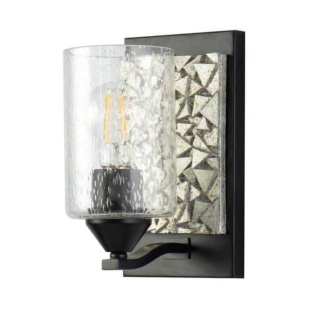 Bocage 1 Light Bath Bar in Black and Silver By Lucas + McKearn