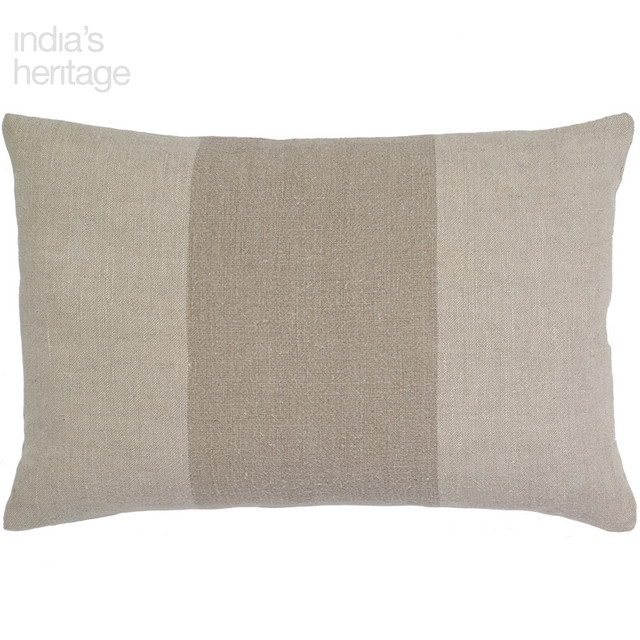 Ellora Casa by India's Heritage Sahara Linen Stripe Lumbar 22" Pillow in Natural