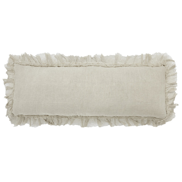 Shabby Chic Long Linen Ruffle Pillow by India's Heritage