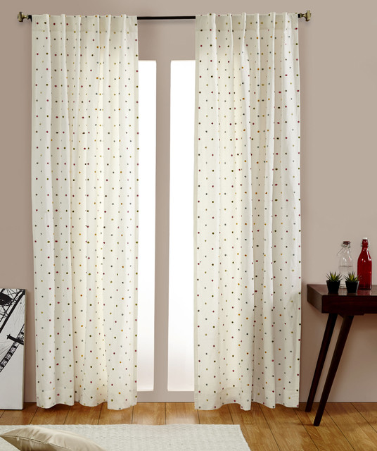 Dots Embroidery Cotton Linen Curtain - India's Heritage