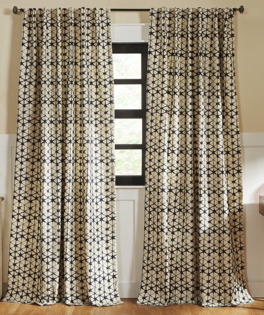 Pintuck Tiedye Curtain in Indigo by Ellora Casa by India's Heritage