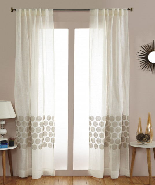 Swirls, Linen Jute Curtain in Ivory by Ellora Casa by India's Heritage