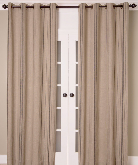 Linen Stripe Grommet Curtain in Natural Gray by India's Heritage Linen Stripe Grommet Curtain in Natural Gray by India's Heritage