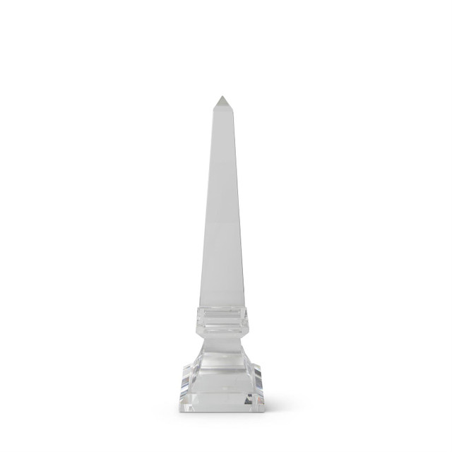 23 Inch Glass Obelisk On Pedestal by K&K Interiors 23 Inch Glass Obelisk On Pedestal by K&K Interiors