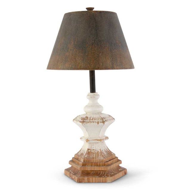 28 Inch Distressed Metal Square Base Lamp - K&K Interiors