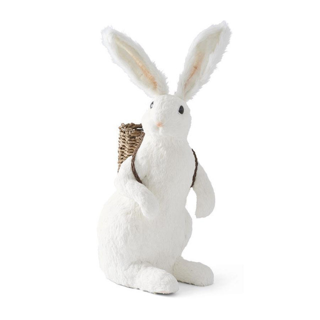 K&K Interiors 34 Inch White Standing Sisal Rabbit with Basket on Back K&K Interiors 34 Inch White Standing Sisal Rabbit with Basket on Back