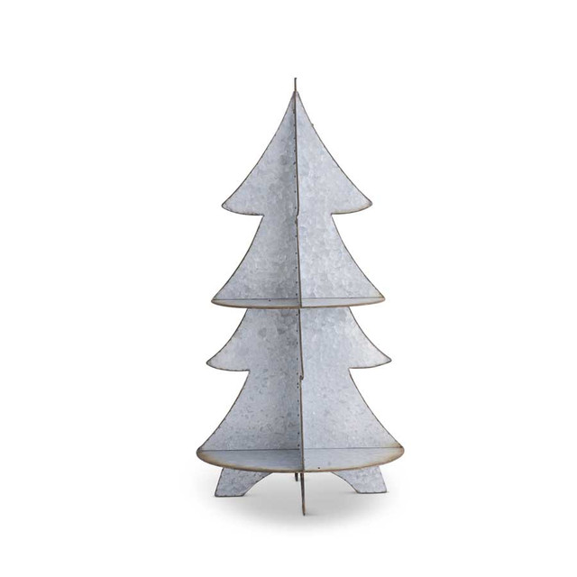 32.5 Inch Galvanized Tin Trees With 2 Shelves