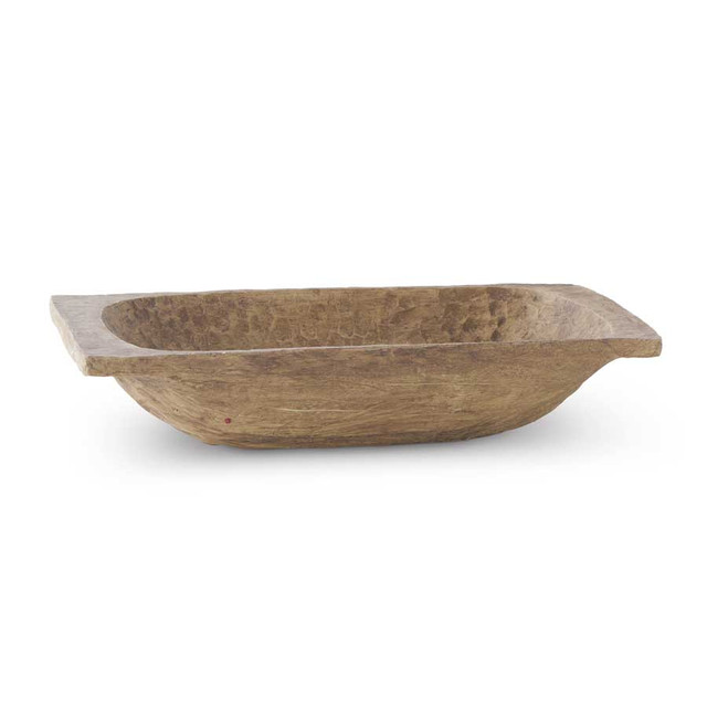 33 Inch Brown Resin Dough Bowl With Square Edge